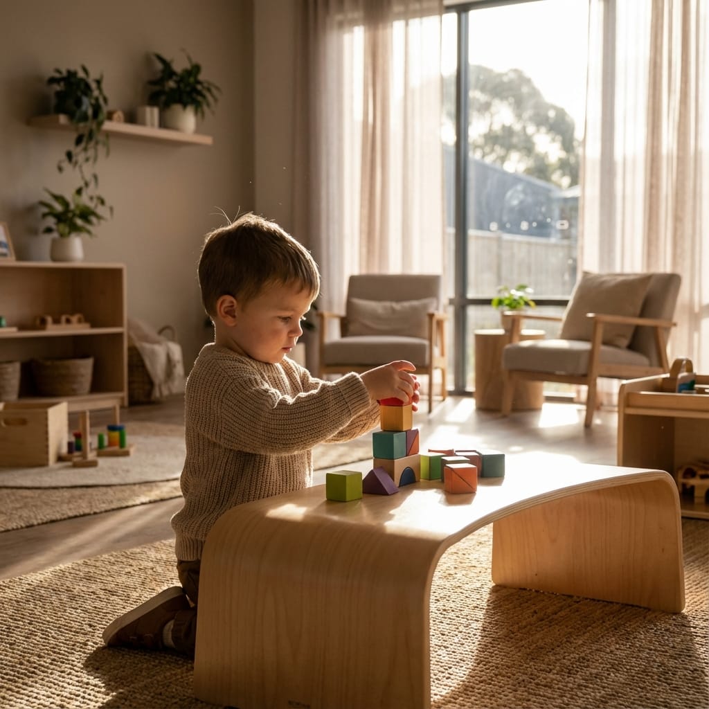 Therapist and child in a warm Kingston clinic setting
