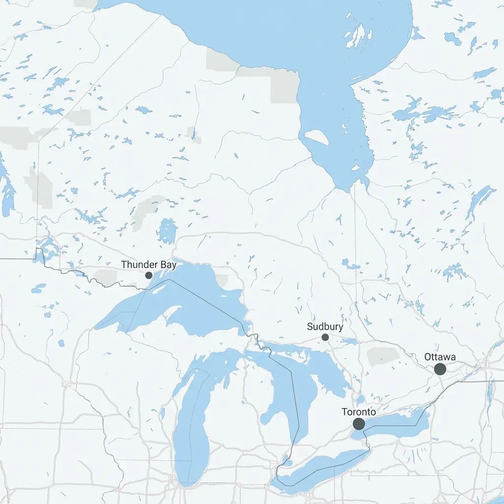Map of Ontario showing autism service locations