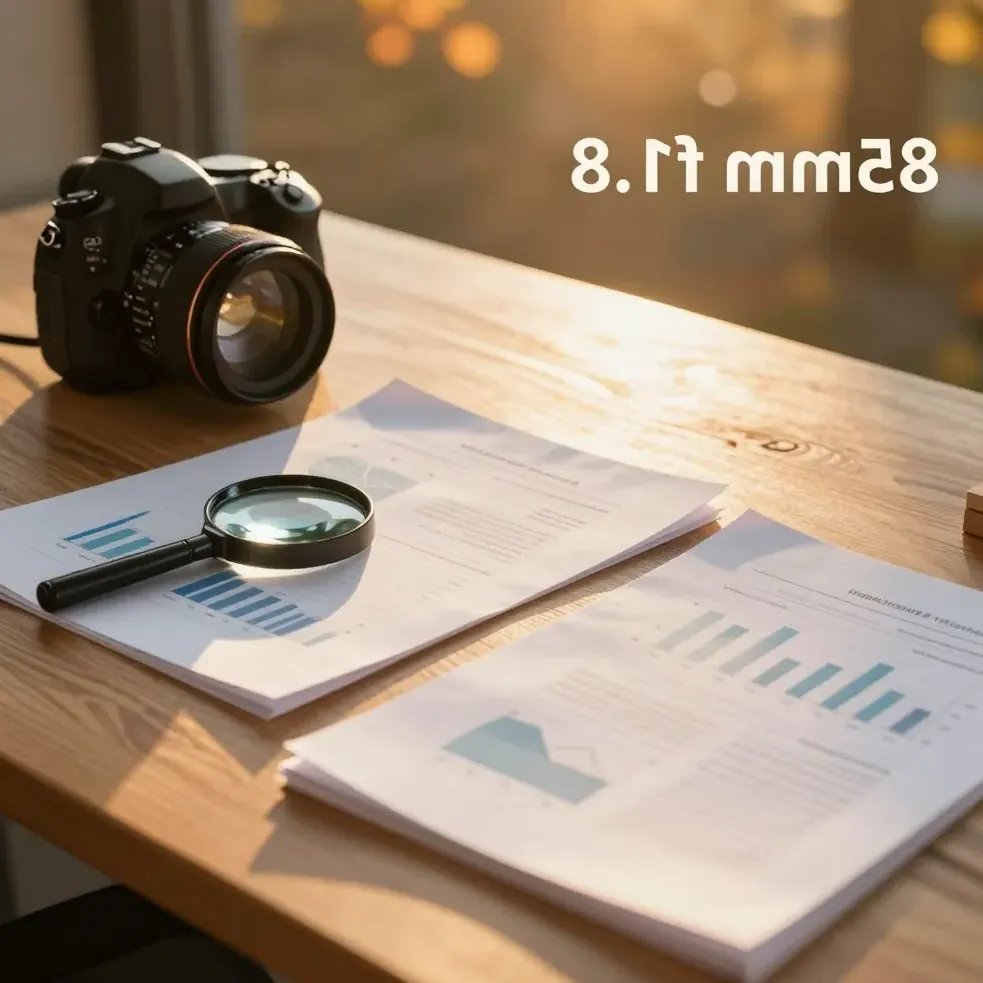 Research documents and charts on a warm-lit desk
