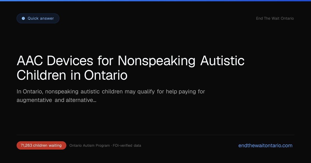 AAC Devices for Nonspeaking Autistic Children in Ontario